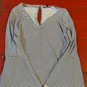 Striped Black and White Women's Top lucky brand medium